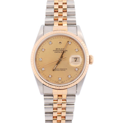 Rolex Datejust 36mm Champagne Dial Watch Ref# 16233