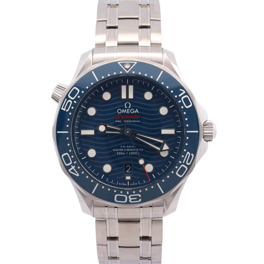 Omega Seamaster 42mm Blue Wave Dial Watch Ref# 210.30.42.20.03.001