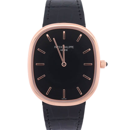 Patek Philippe Golden Ellipse 34.5x39.5mm Black Dial Watch Ref# 5738R-001