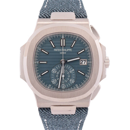 Patek Philippe Nautilus 40.5mm Blue Stick Dial Watch Ref# 5980/60G-001
