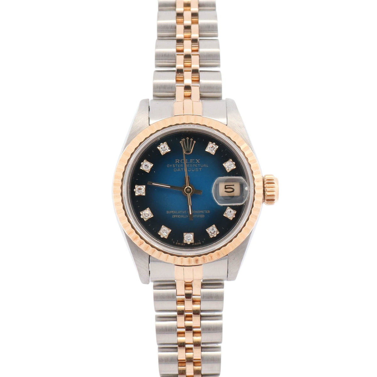 Rolex Datejust 26mm Factory Blue Vignette Dial Watch Ref# 69173