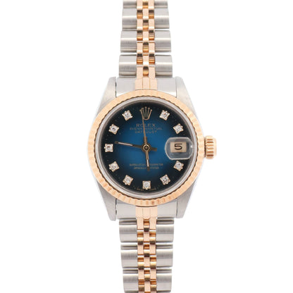 Rolex Datejust 26mm Factory Blue Vignette Dial Watch Ref# 69173