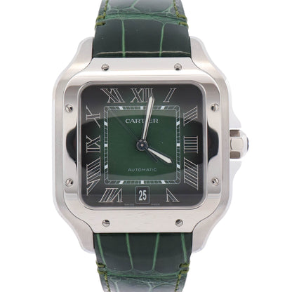 Cartier Santos 39mm Green Dial Watch Ref# WSSA0062
