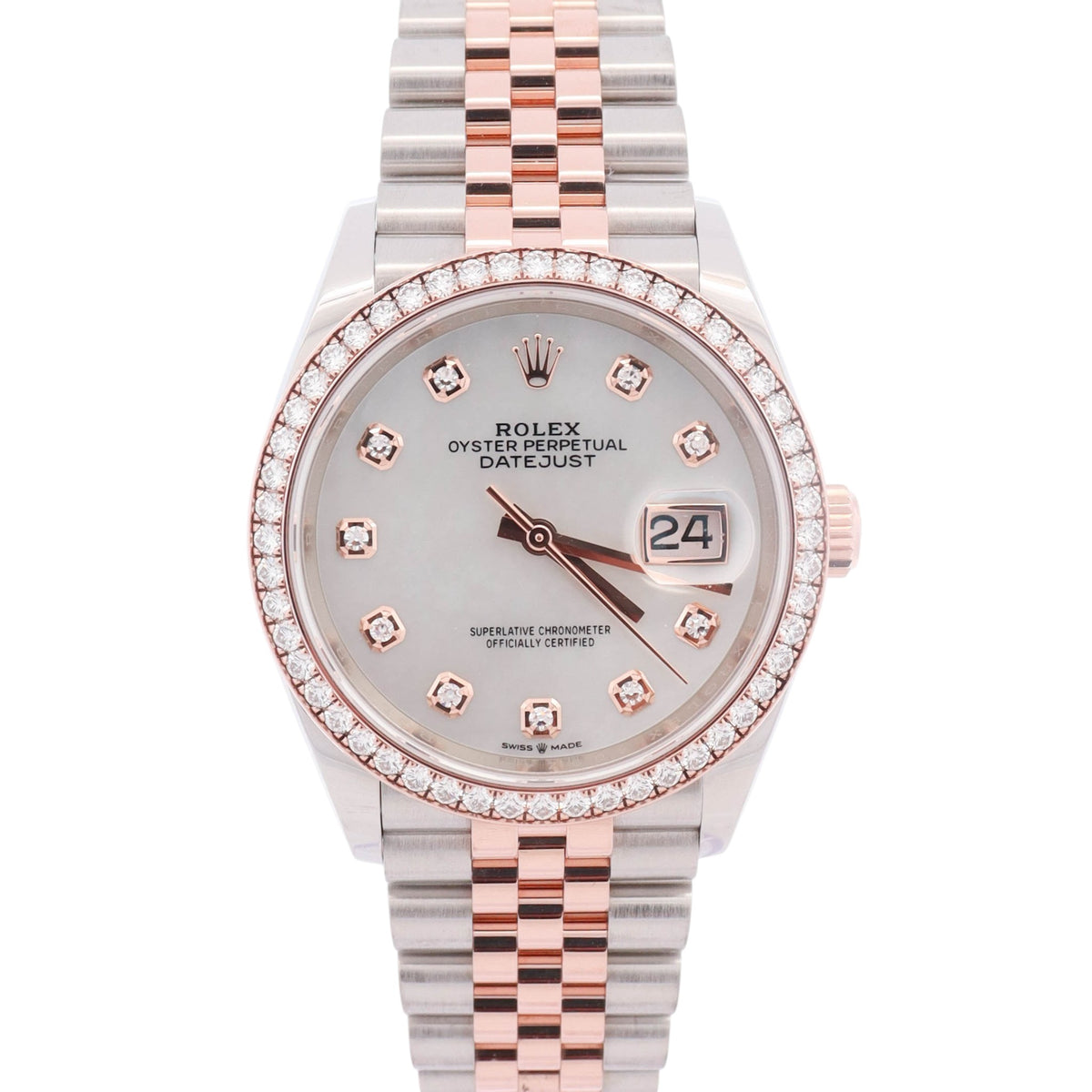 Rolex Datejust 36mm Factory White MOP Dial Watch Ref# 126281RBR