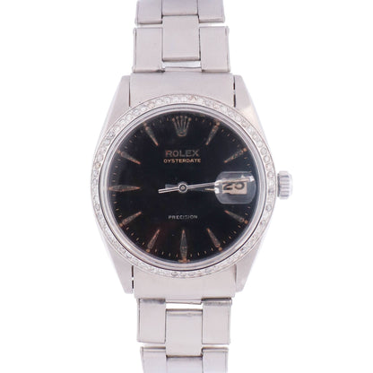 Rolex Oysterdate 34mm Black Dial Watch Ref# 6694