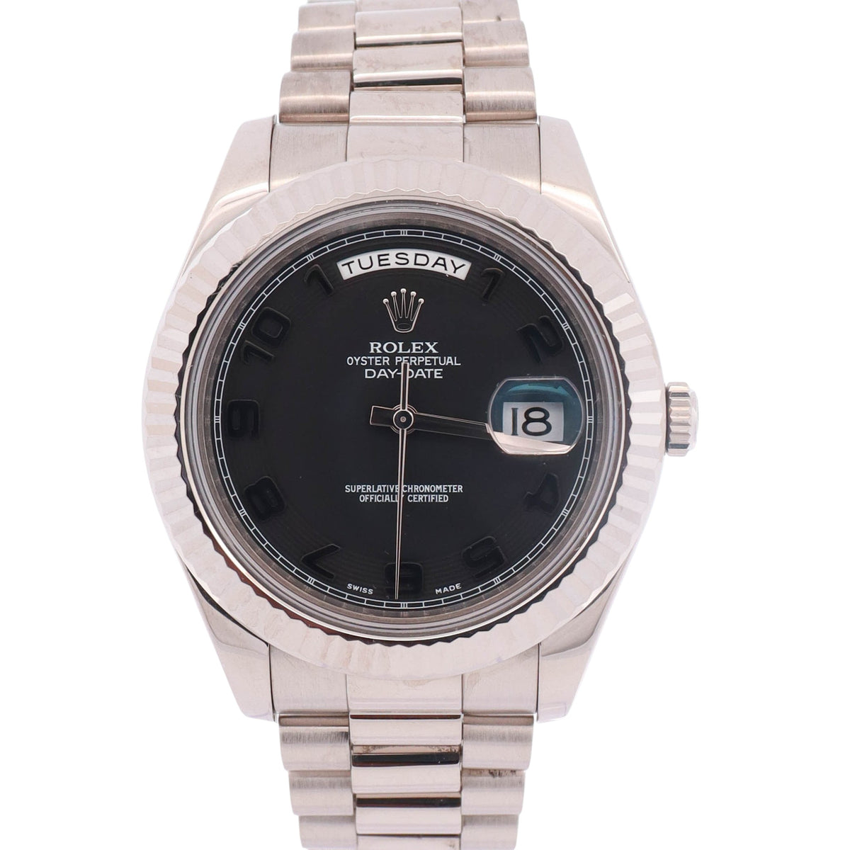 Rolex Day-Date II 41mm Black Dial Watch Ref# 218239