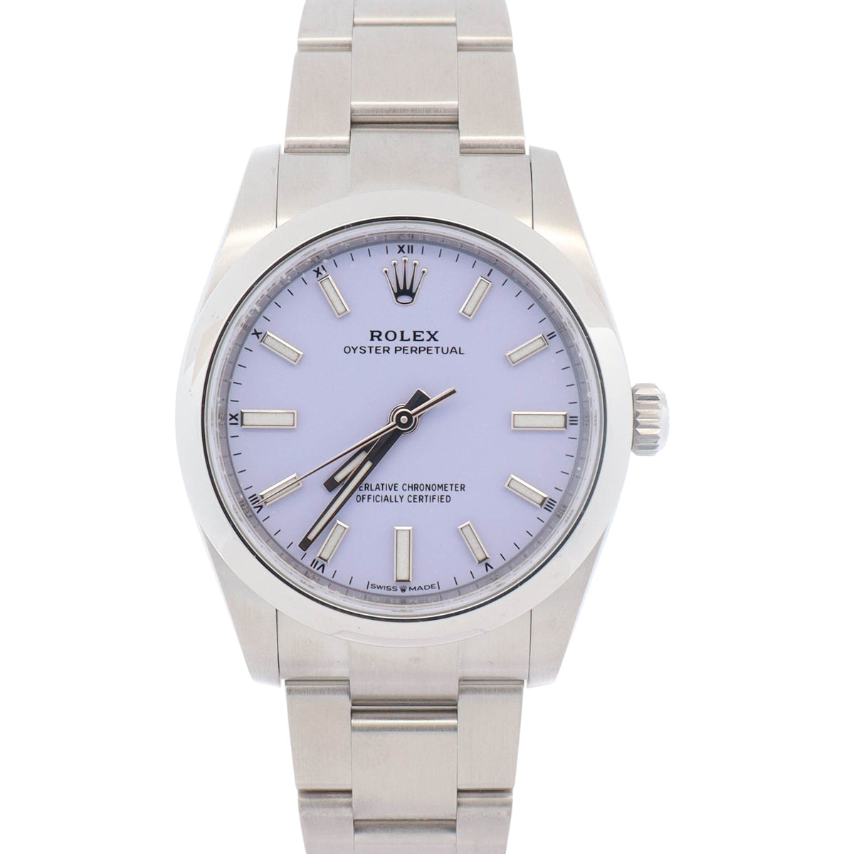 Rolex Oyster Perpetual 34mm Lavender Dial Watch Ref# 124200