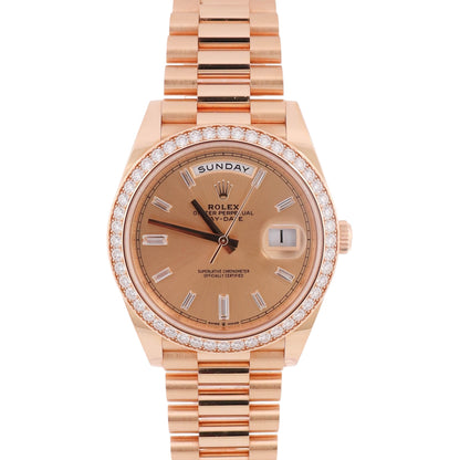 Rolex Day-Date 40mm Champagne Baguette Dial Watch Ref# 228348RBR