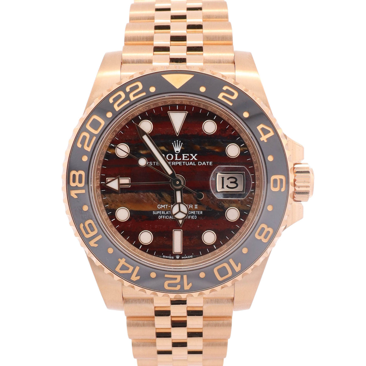 Rolex GMT Master II "Tiger Iron" 40mm Tiger Iron Stone Dial Watch Ref# 126718GRNR