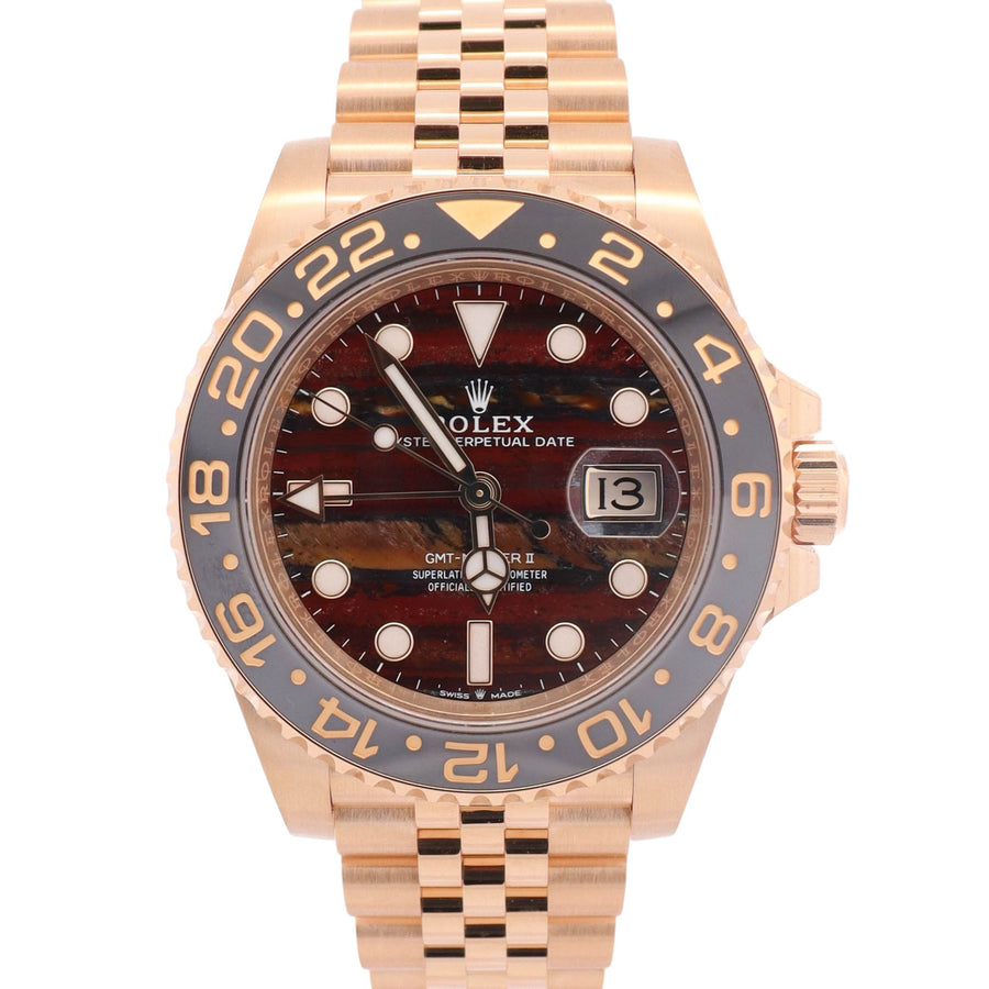 Rolex GMT Master II "Tiger Iron" 40mm Tiger Iron Stone Dial Watch Ref# 126718GRNR