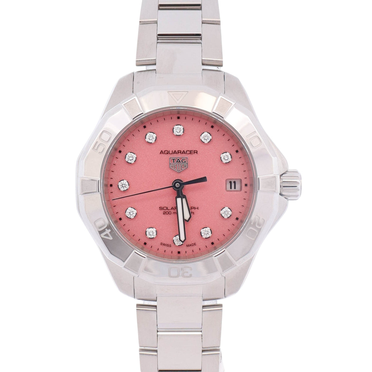 Tag Heuer Aquaracer Professional 200 Solargraph 34mm Pink Dial Watch Ref# WBP1318.BA0005
