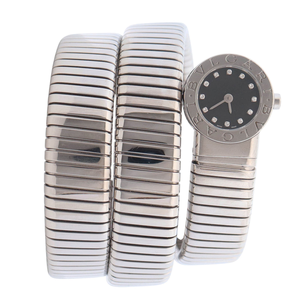 Bvlgari Tubogas 19mm Black Dial Watch Ref# BB191TS