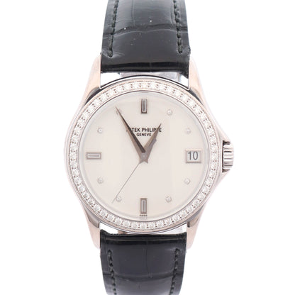 Patek Philippe Calatrava 37mm White Dial Watch Ref# 5108G-012