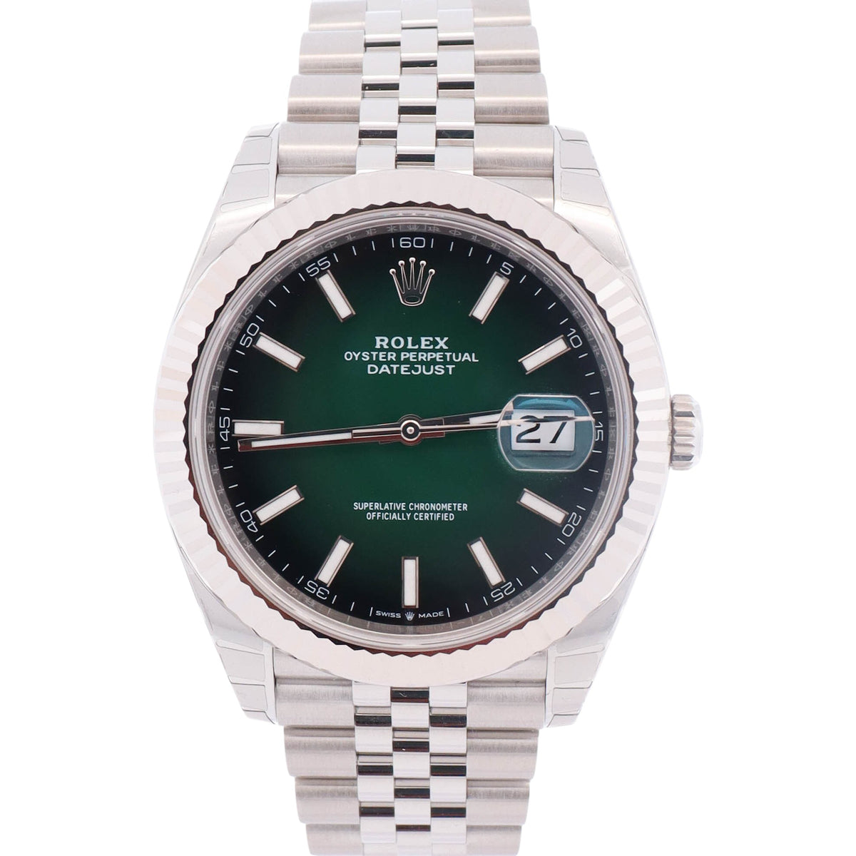 Rolex Datejust 41mm Green Ombre Dial Watch Ref# 126334
