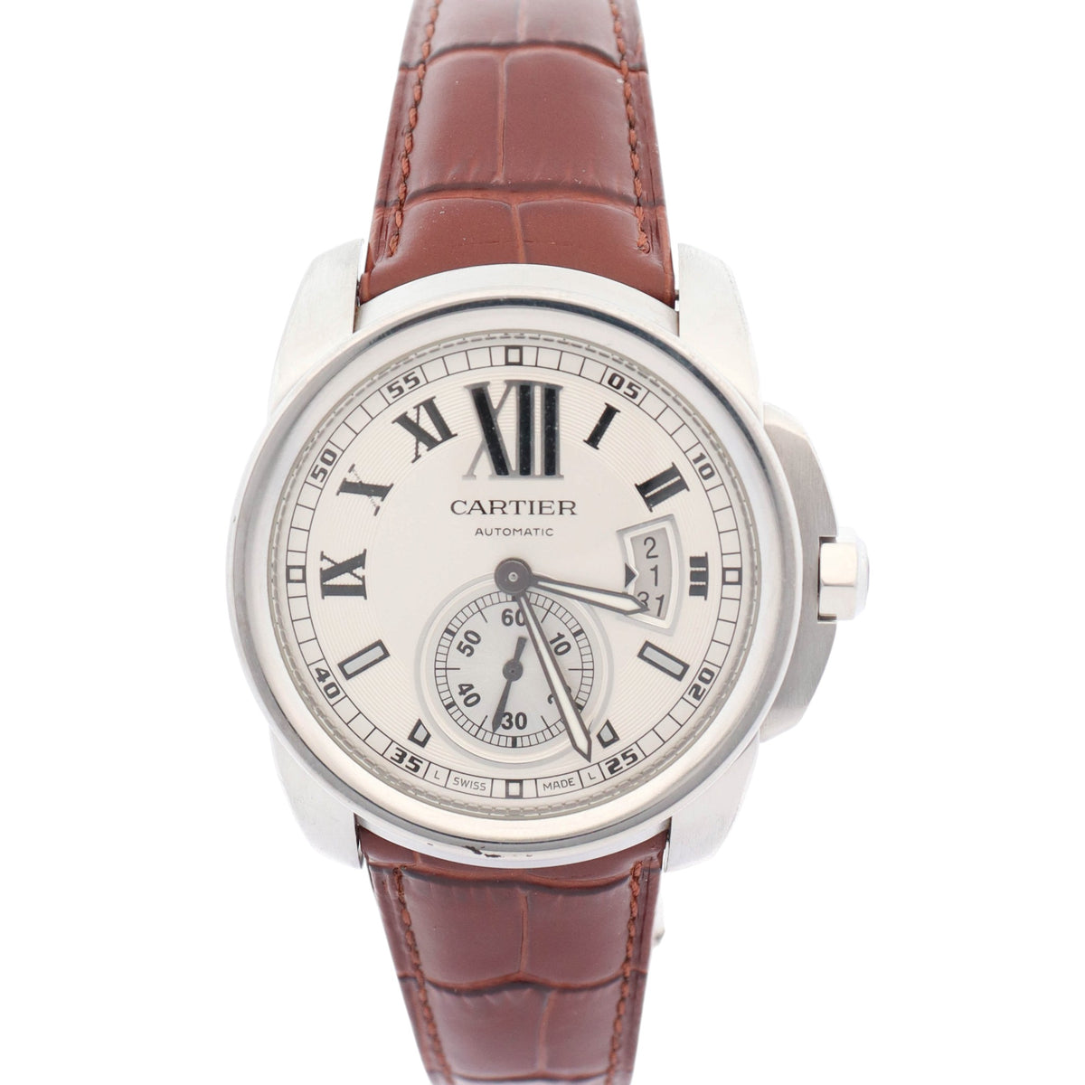 Cartier Calibre De 42mm Silver Dial Watch Ref# W7100037