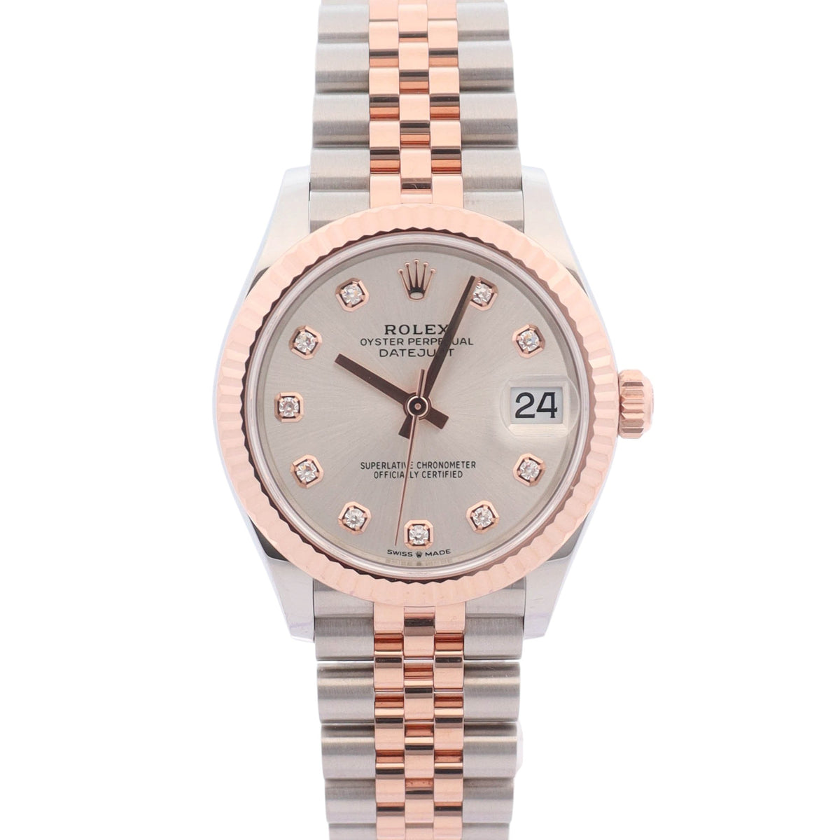 Rolex Datejust 31mm Silver Diamond Dial Watch Ref# 278271