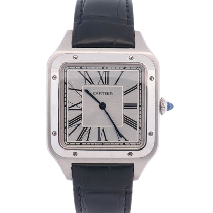 Cartier Santos Dumont XL 46.6mm x 33.9 Silver Roman Dial Watch Ref# WSSA0032