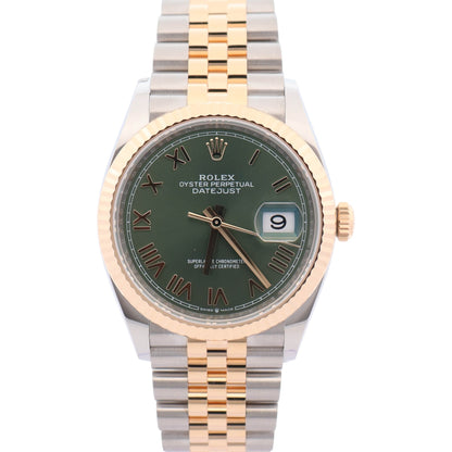 Rolex Datejust 36mm Green Roman Dial Watch Ref# 126233