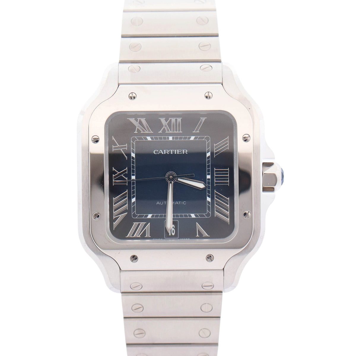 Cartier Santos Stainless Steel 40mm Blue Dial Watch Ref# WSSA0071