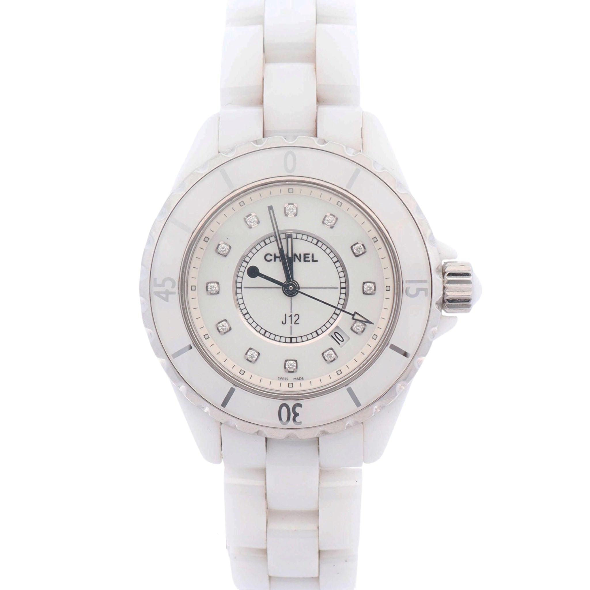 Chanel J12 33mm White Dial Watch Ref# H1628 – Happy Jewelers
