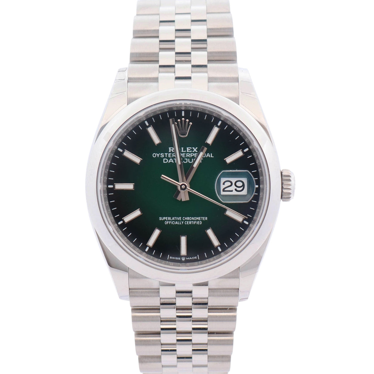 Rolex Datejust 36mm Green Ombre Dial Watch Ref# 126200