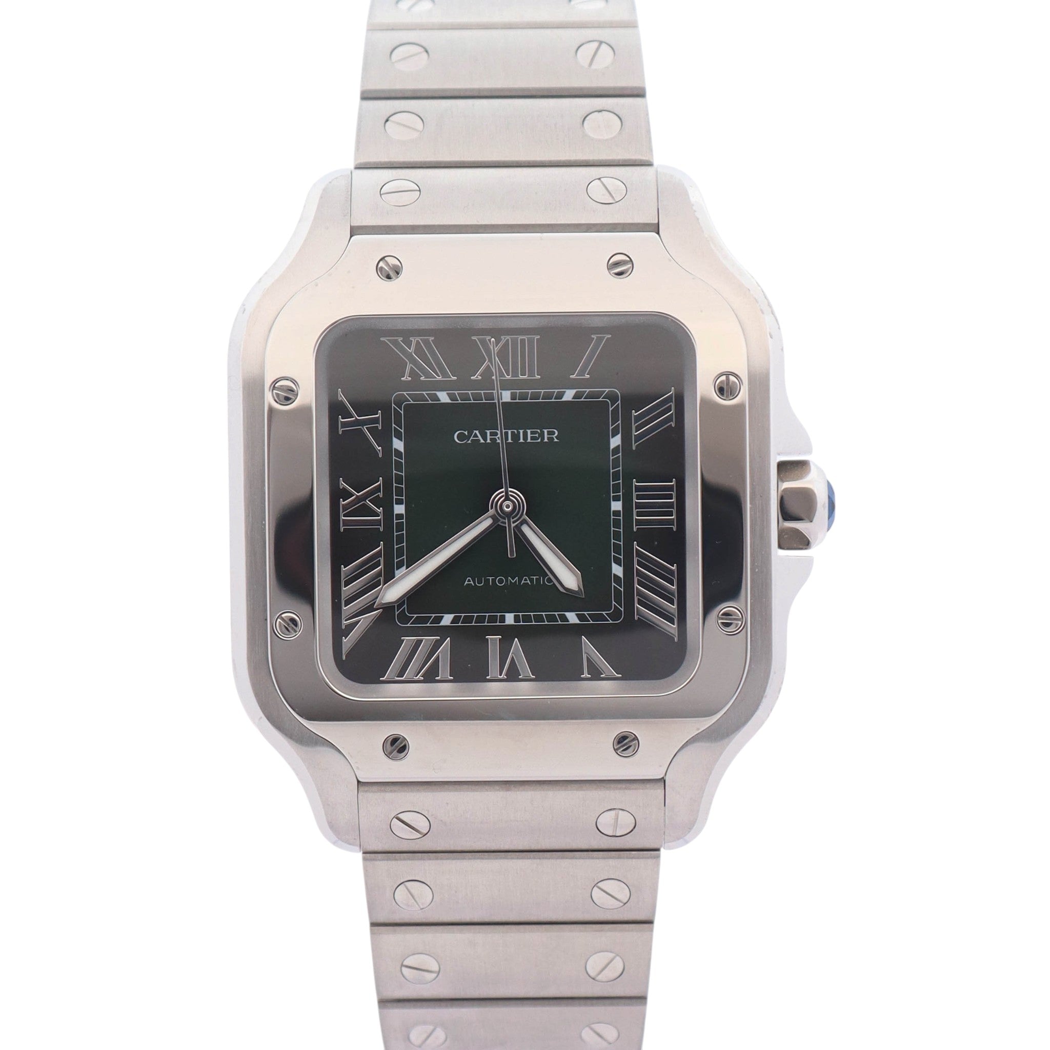 Cartier Santos De Cartier 35x42mm Green Dial Watch Ref# WSSA0061
