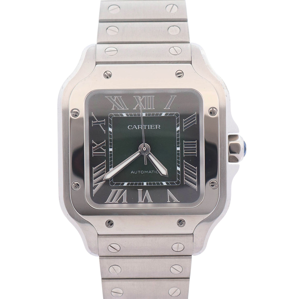 Cartier Santos De Cartier 35x42mm Green Dial Watch Ref# WSSA0061