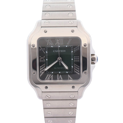 Cartier Santos De Cartier 35x42mm Green Dial Watch Ref# WSSA0061