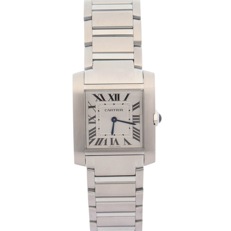 Cartier Tank Française Medium 32mm x 27mm Silver Roman Dial Watch Ref# WSTA0105