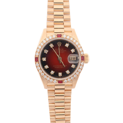 Rolex Datejust Yellow Gold 26mm Amber Vignette Diamond Dial Ref# 69068