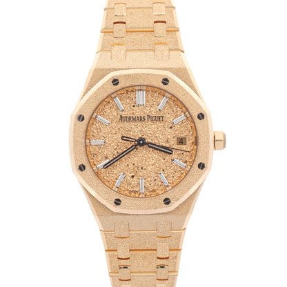 Audemars Piguet Royal Oak Frosted Yellow Gold 34mm Crystal Sand Plated Dial Watch Ref# 77450BA.GG.1361BA.01