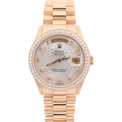 Rolex Day Date 36mm Custom MOP Dial Watch Ref# 18038