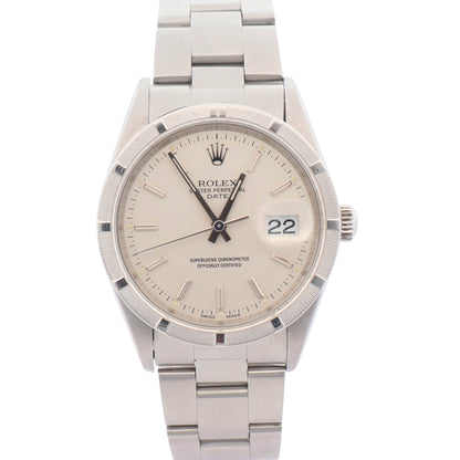 Rolex Oyster Perpetual Date 34mm Silver Dial Watch Ref# 15210