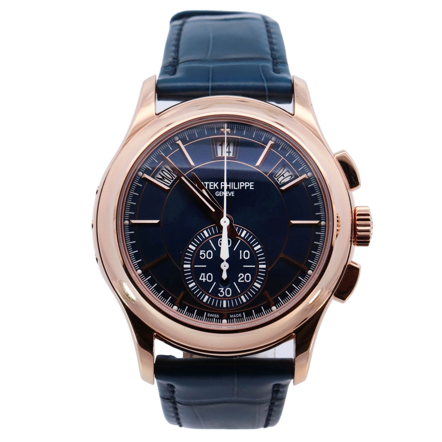 Patek Philippe Complications Annual Calendar Rose Gold 42mm Blue Stick Dial Watch Reference# 5905R-010 - Happy Jewelers Fine Jewelry Lifetime Warranty