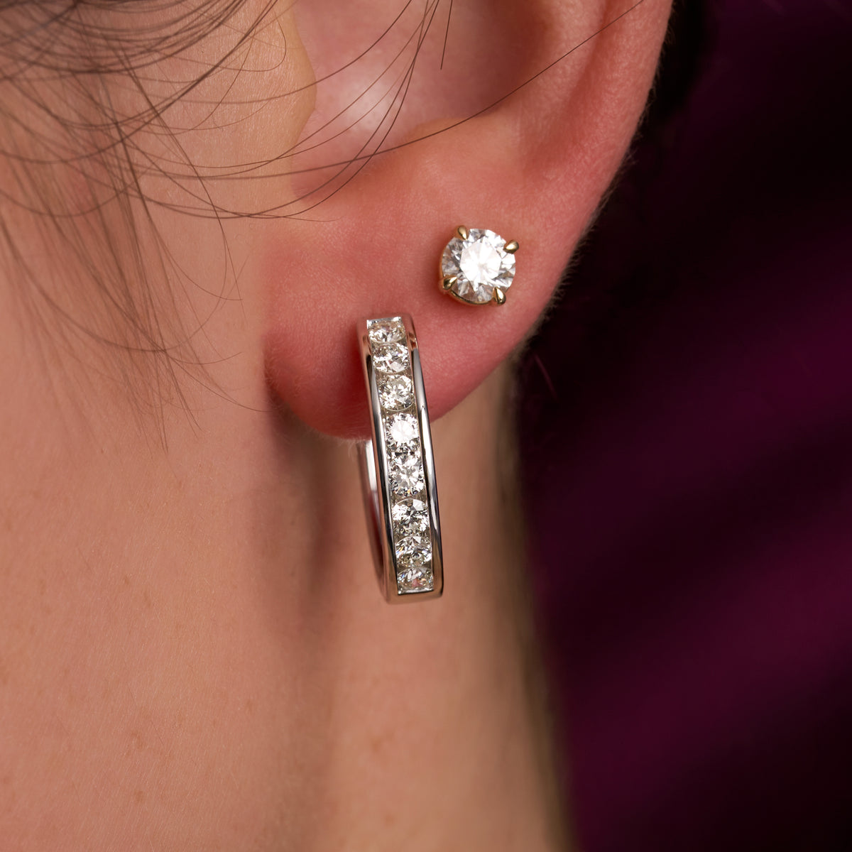 Diamond Hoop Earrings - Happy Jewelers Fine Jewelry Lifetime Warranty