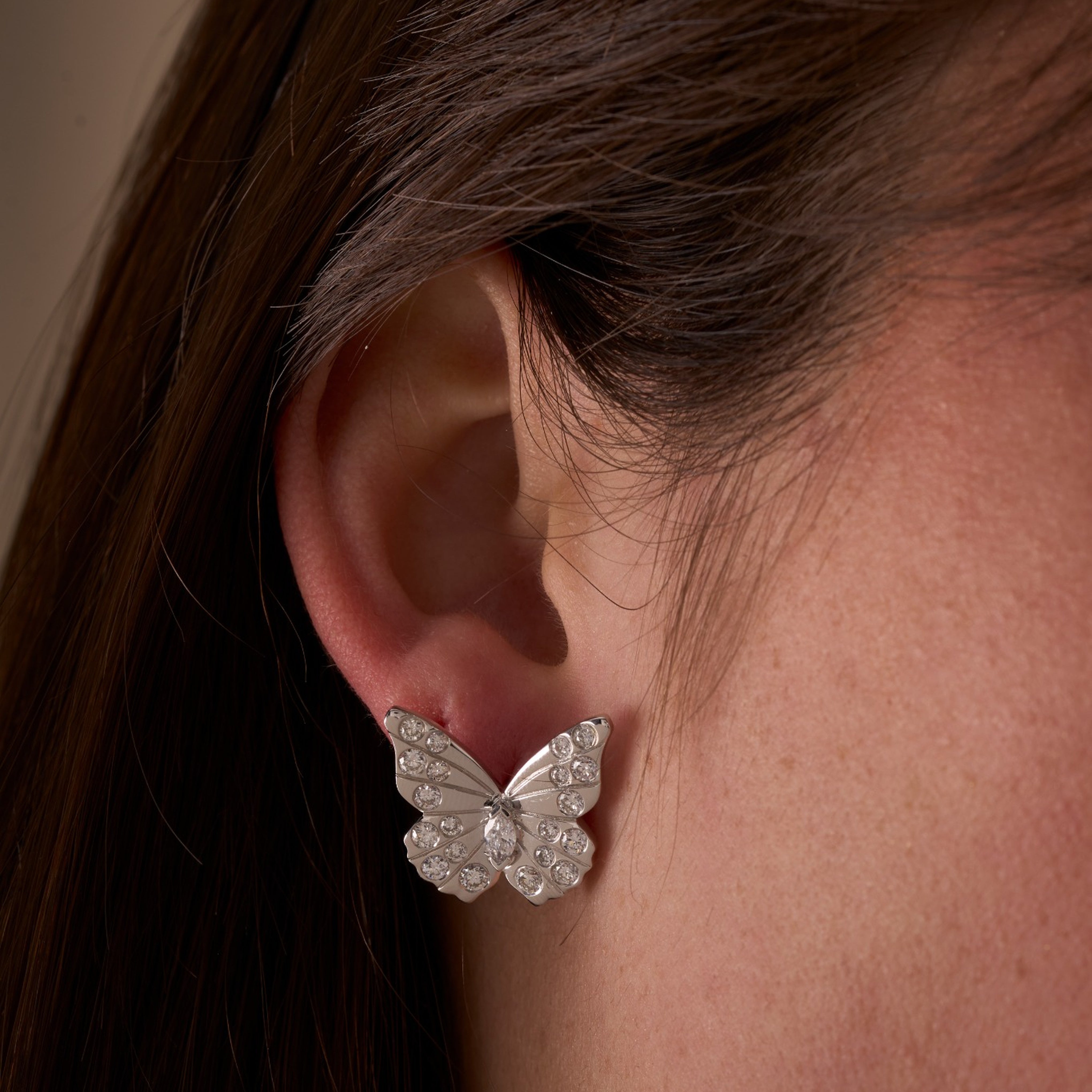 Bezel Diamond Butterfly Earrings - Happy Jewelers Fine Jewelry Lifetime Warranty