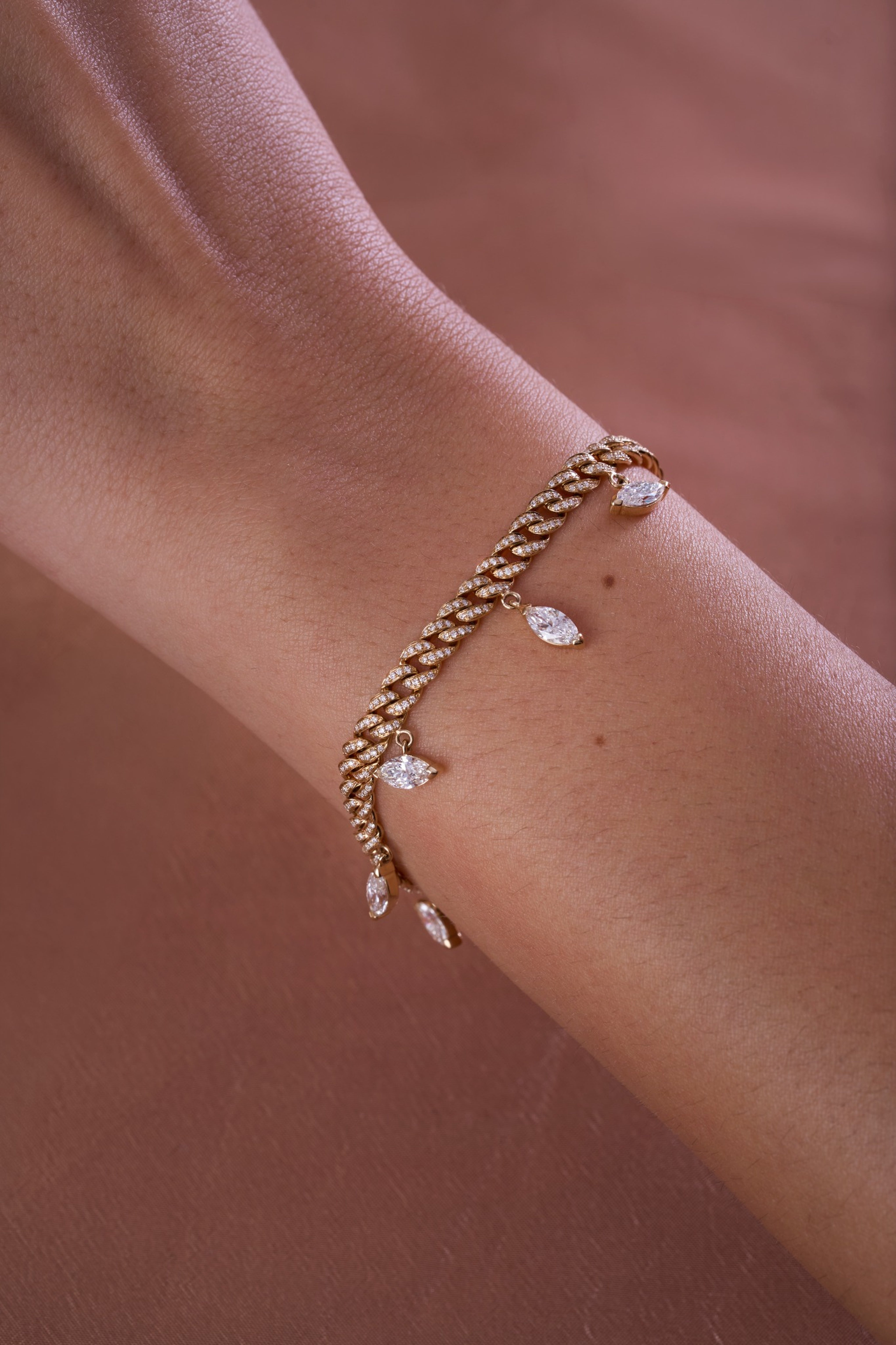 Pave Cuban and Marquise Fancy Tennis Bracelet - Happy Jewelers Fine Jewelry Lifetime Warranty