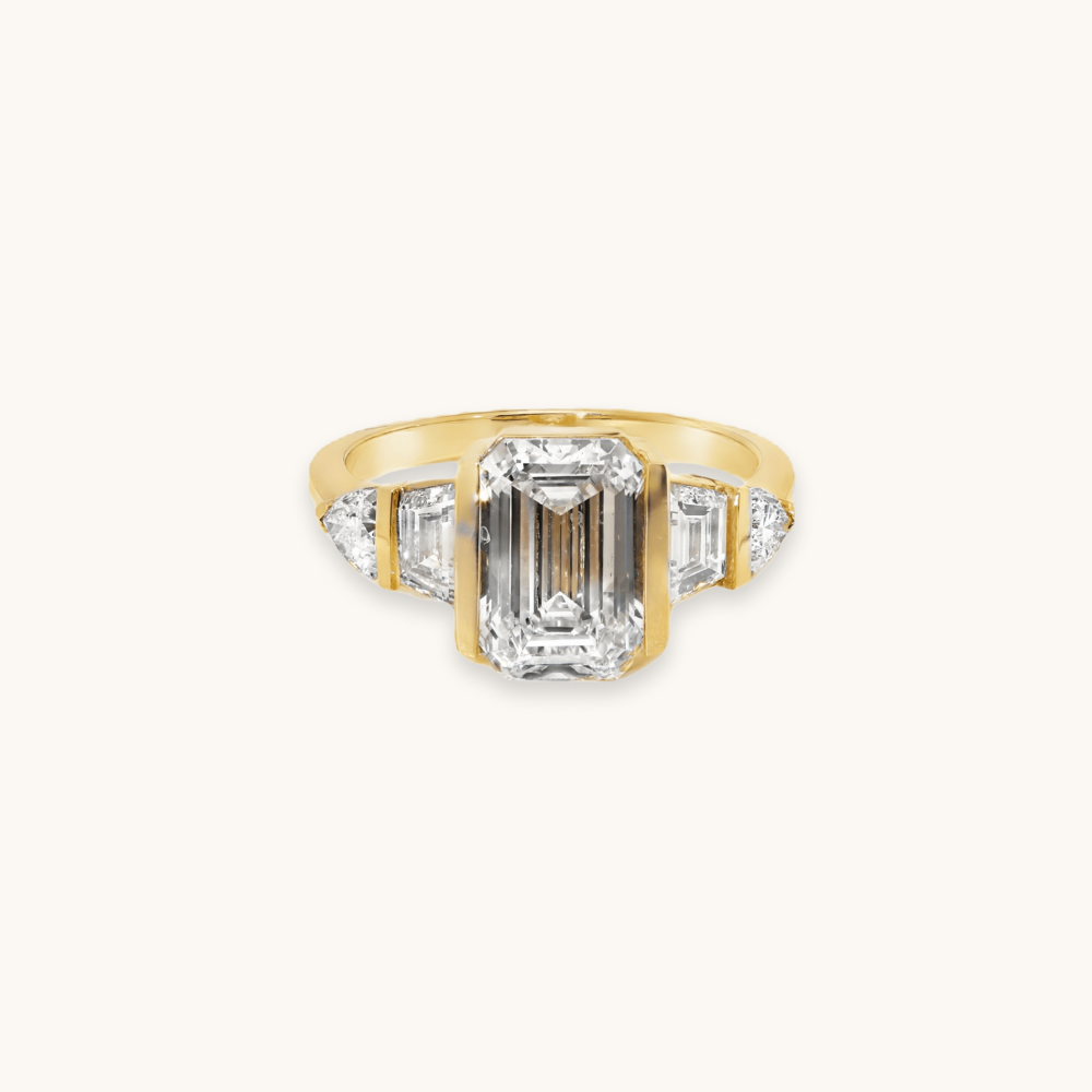 2.58 Emerald Lab Diamond 5-Stone Engagement Ring