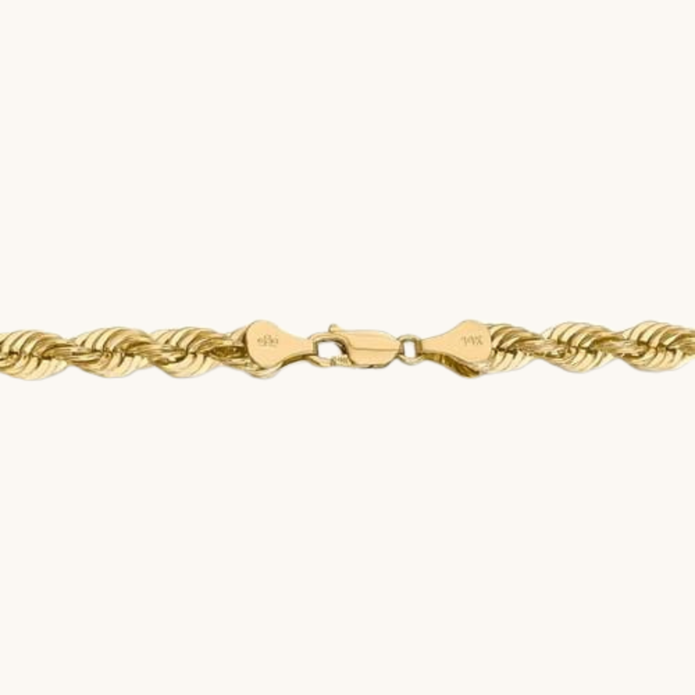 6.00mm Gold Rope Chain Necklace