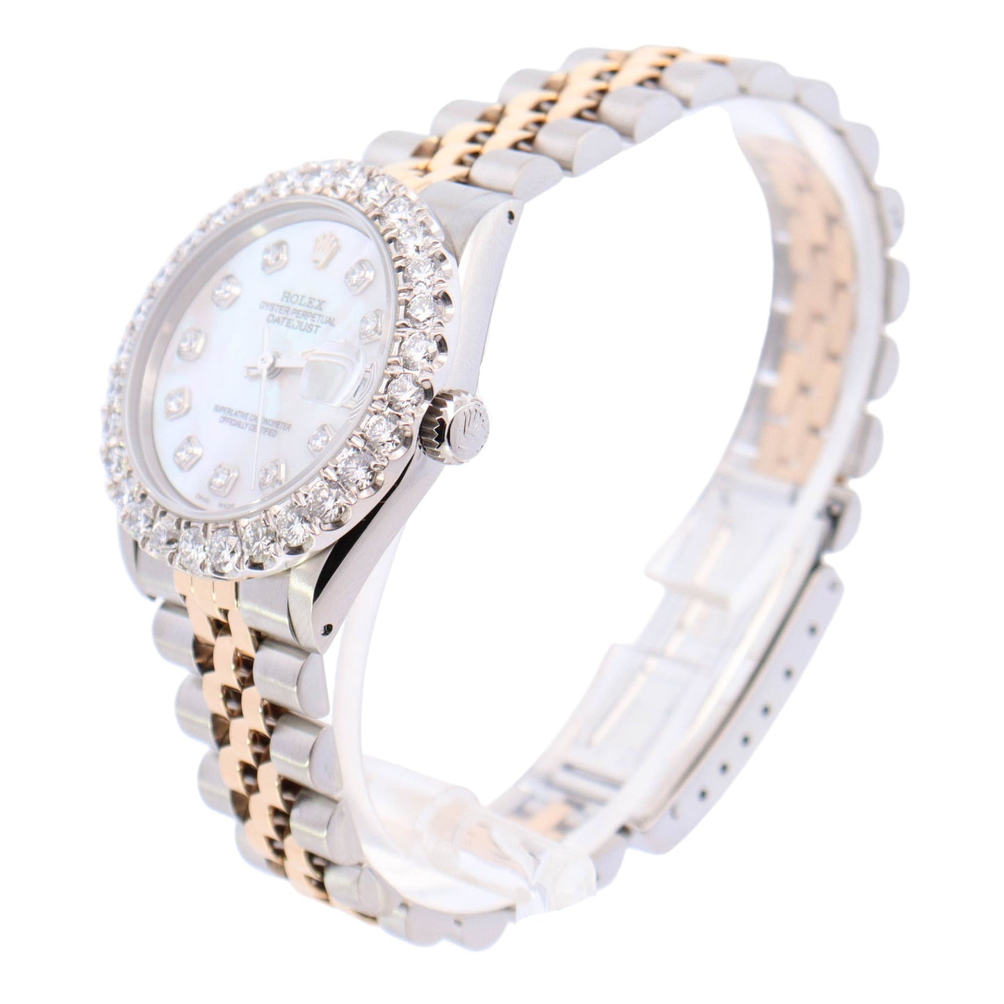 Rolex Datejust Yellow Gold & Stainless Steel 31mm Custom White MOP Diamond Dial Watch Reference# 68274 - Happy Jewelers Fine Jewelry Lifetime Warranty