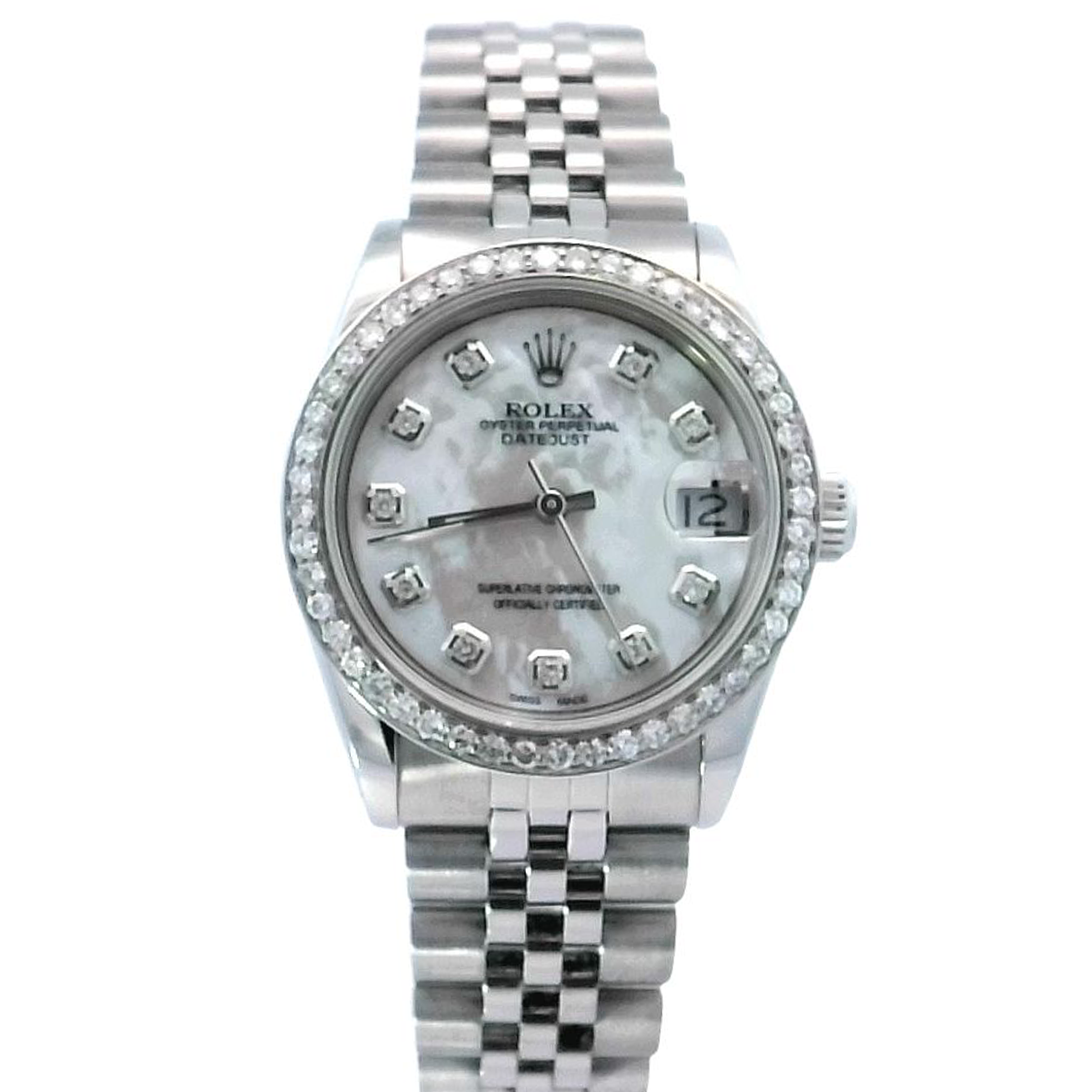 Rolex Datejust Stainless Steel 31mm Custom White MOP Diamond Dial Watch Reference #: 68274 - Happy Jewelers Fine Jewelry Lifetime Warranty