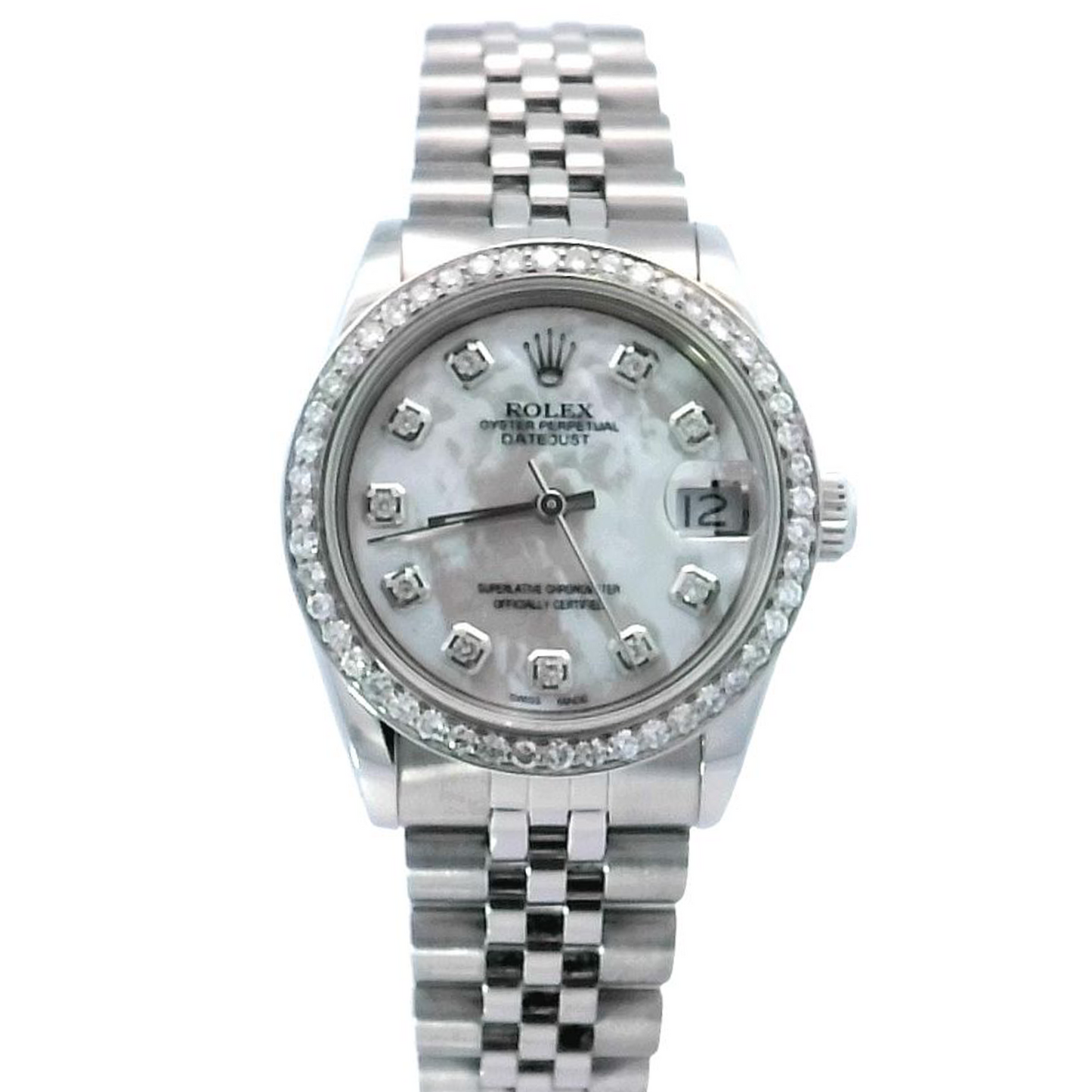 Rolex Datejust Stainless Steel 31mm Custom White MOP Diamond Dial Watch Reference #: 68274