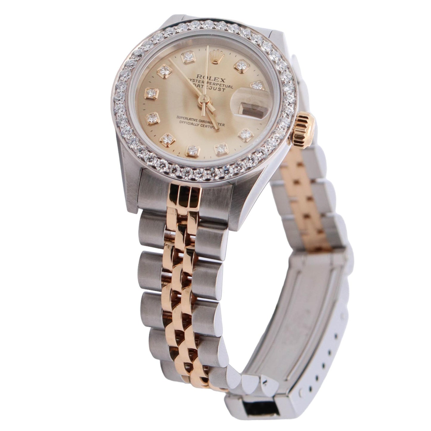 Rolex Datejust Two Tone Yellow Gold & Stainless Steel 26mm Champagne Diamond Dial Watch Reference #: 69173 - Happy Jewelers Fine Jewelry Lifetime Warranty