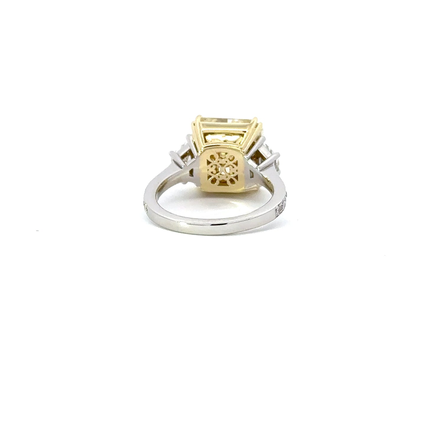 8.04 Carat Fancy Yellow Radiant Natural Diamond 3 Stone Engagement Ring - Happy Jewelers Fine Jewelry Lifetime Warranty