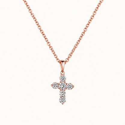 6 Stone Diamond Cross Necklace