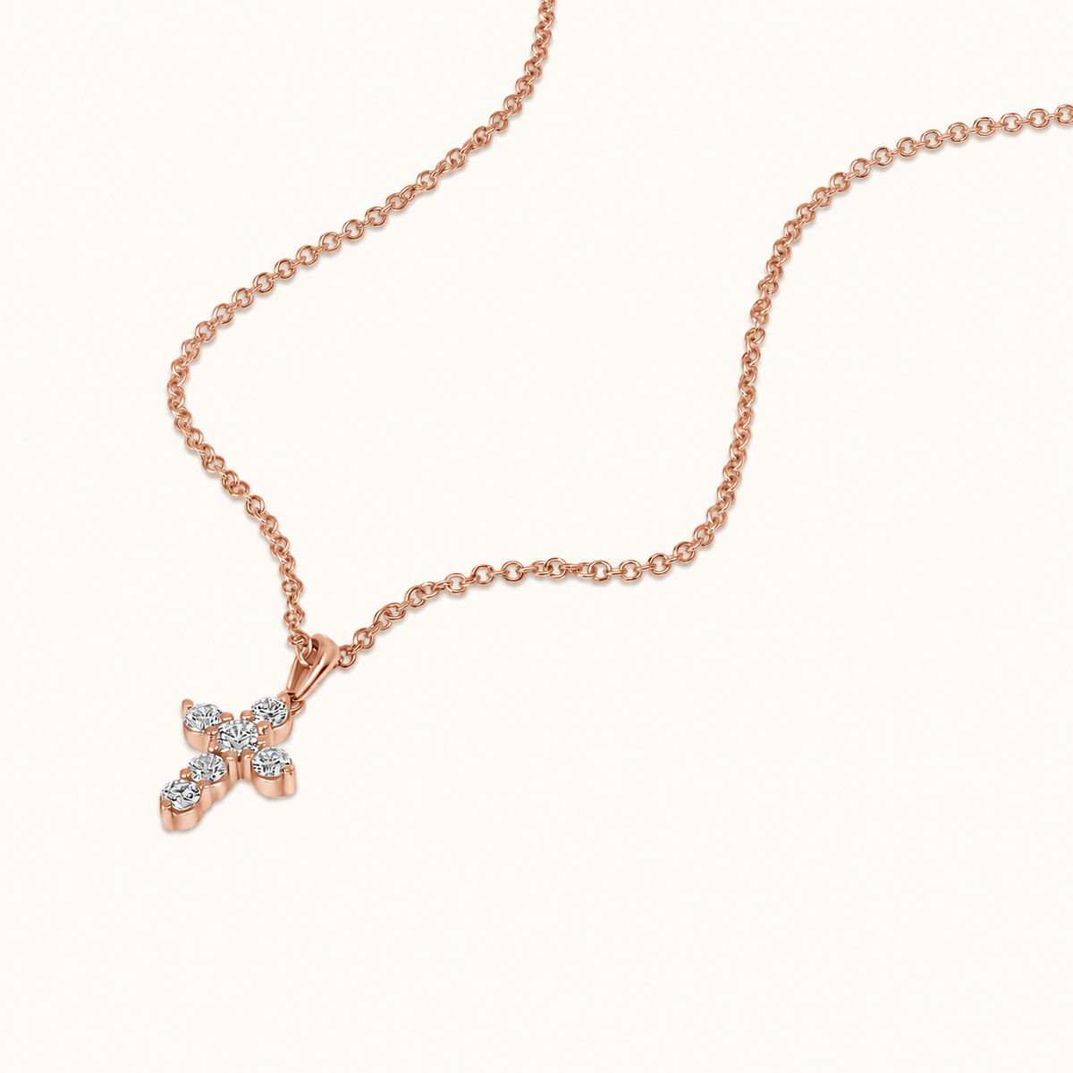 6 Stone Diamond Cross Necklace