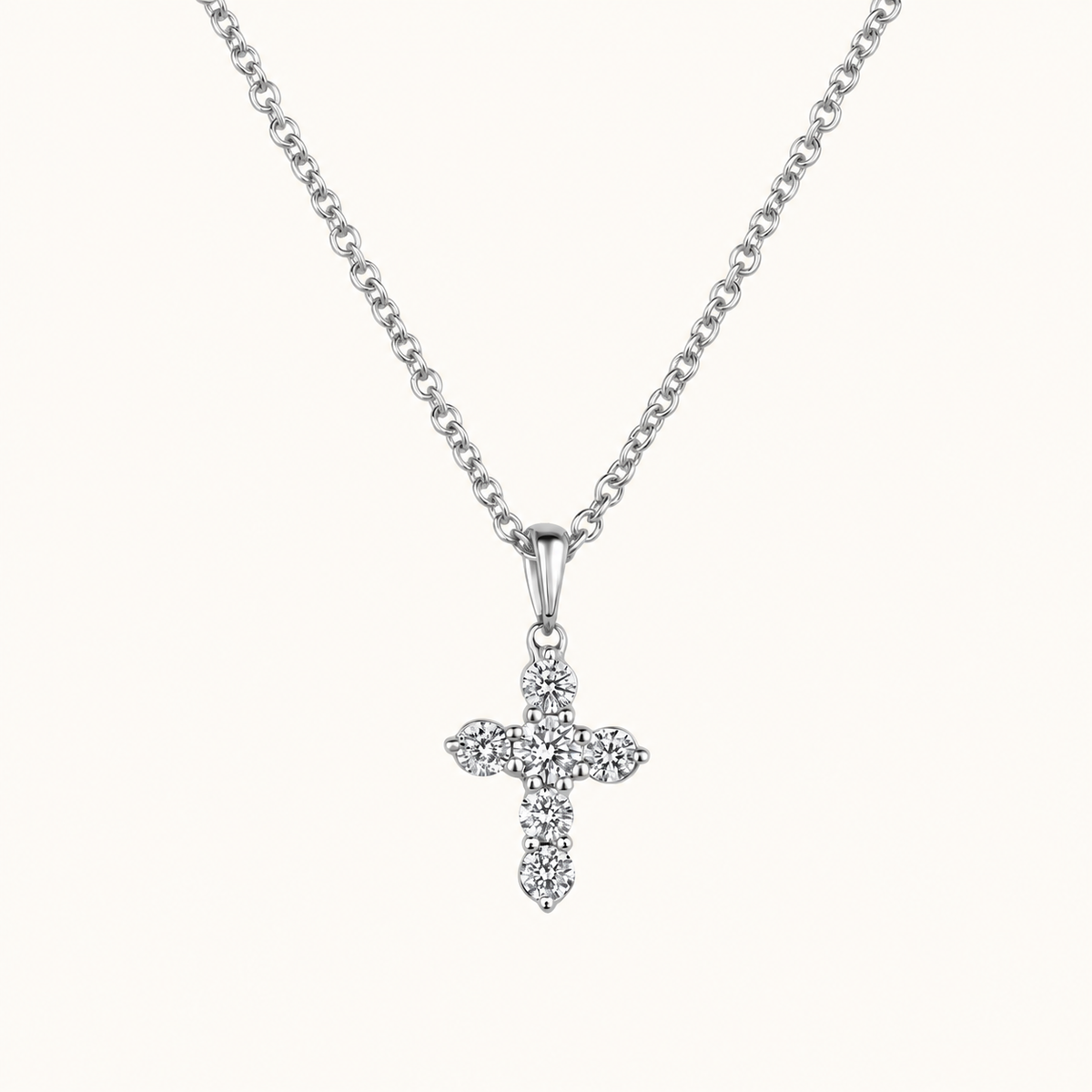 6 Stone Diamond Cross Necklace