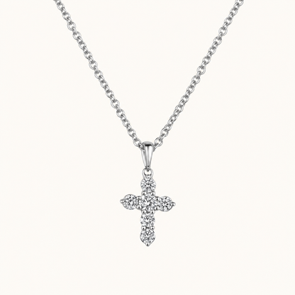 6 Stone Diamond Cross Necklace