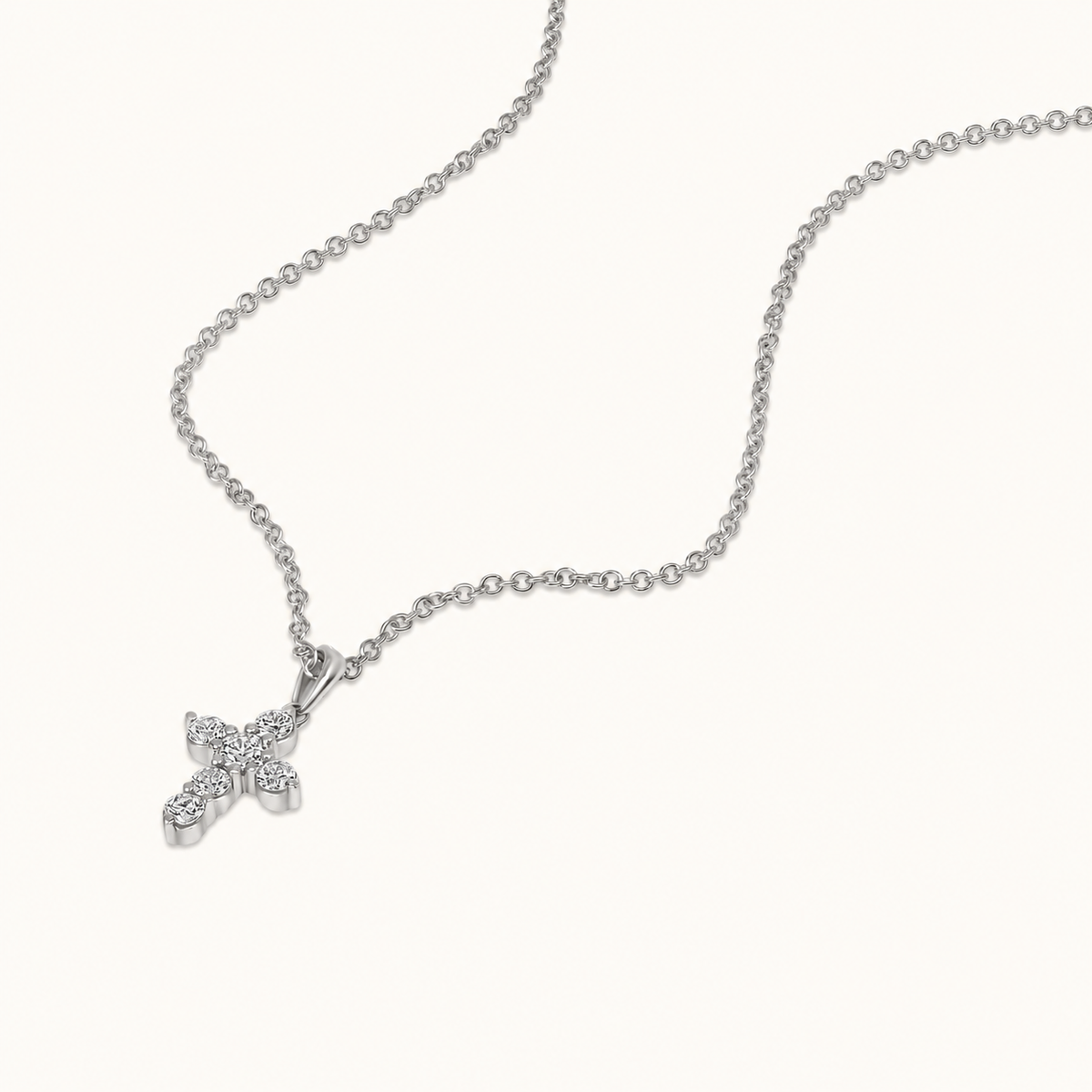 6 Stone Diamond Cross Necklace