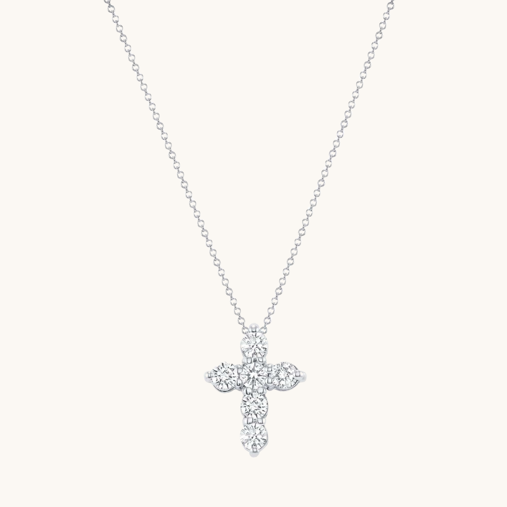 6 Stone Diamond Cross Necklace - Happy Jewelers Fine Jewelry Lifetime Warranty